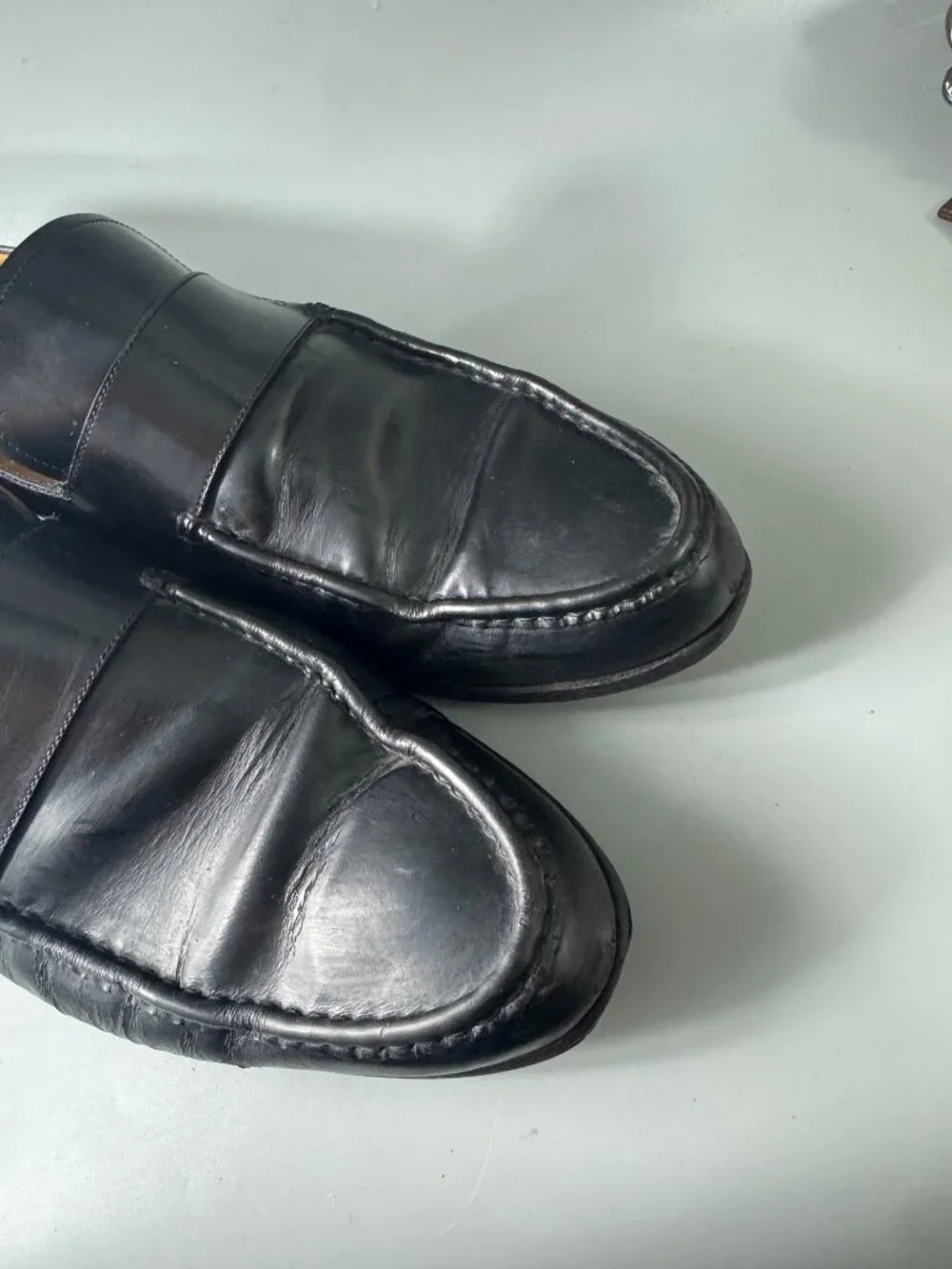 Gucci Men's Black Patent Leather Made Italy Slip On Penny Loafers, Size 11